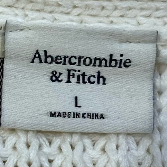 Abercrombie & Fitch Women's Ivory basket weave knit open-Cardigan L - Picture 3 of 7